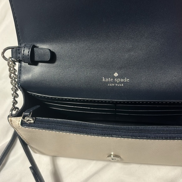 Blue, white, and navy Kate spade shoulder purse. - Picture 3 of 3